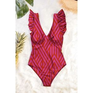 Cerise Plunge One-Piece
